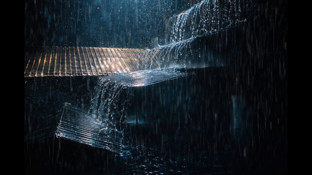 Heavy Rain Pouring on Metal Roof 🌧️ Dark Night Rain Sounds for Deep Sleep