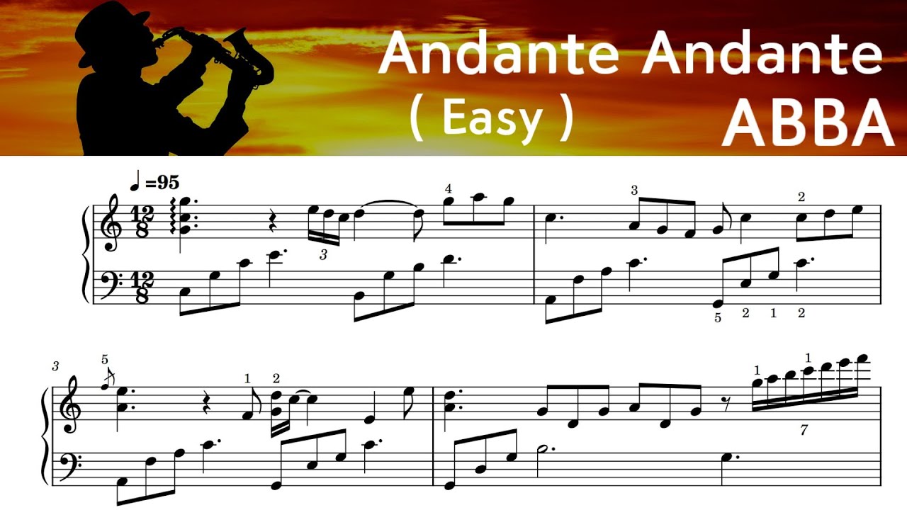 Andante Andante  /Easy Piano Sheet Music / ABBA   / by SangHeart Play