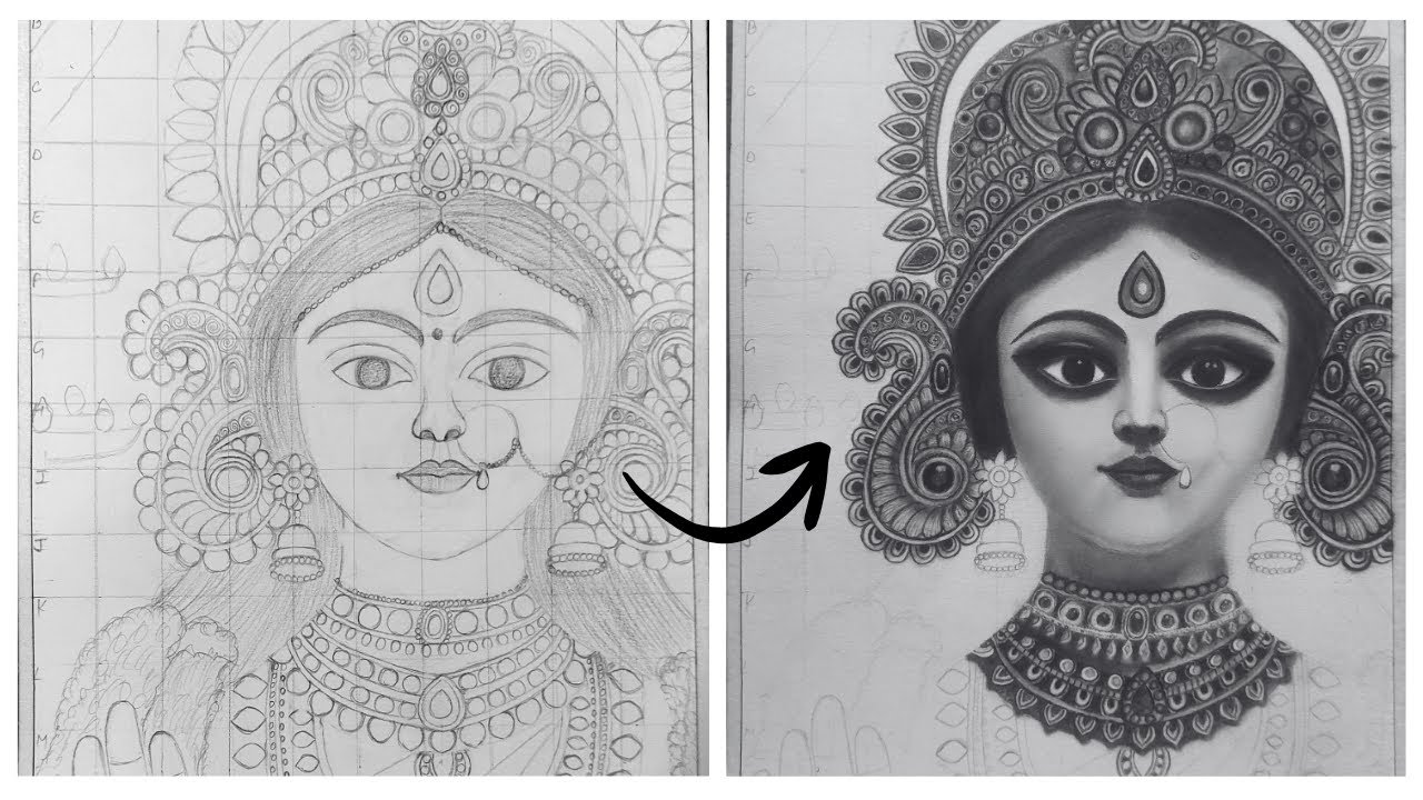 Maa Durga Sketch Step by step by grid method | Part 2 #durgamaa #navratrispecial
