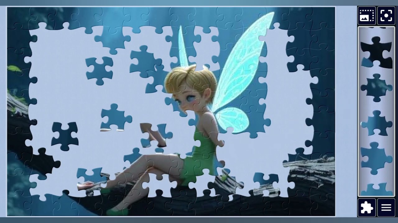 Enchanted Solitude:Tinker Bell Perched on a Mystical Forest Branch🧚‍♀️🎀🌈🪾✨️🪄//jigsaw puzzles🧩🧩//