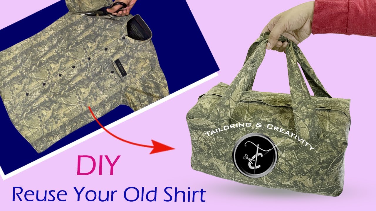 Shirt to Bag its easy to make Bag from Old Shirt | old shirt reuse ideas #diy