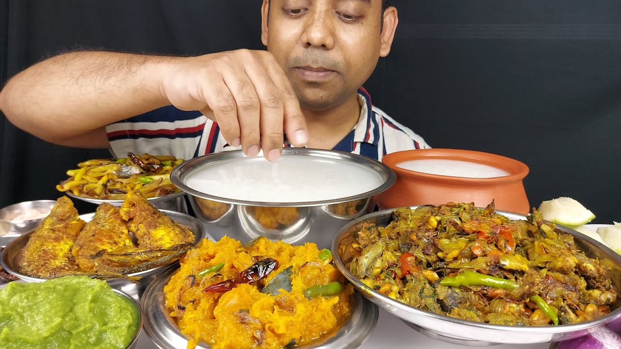 Fish Recipe , Panta Bhat or Pakhala Eating Show Food Mukbang