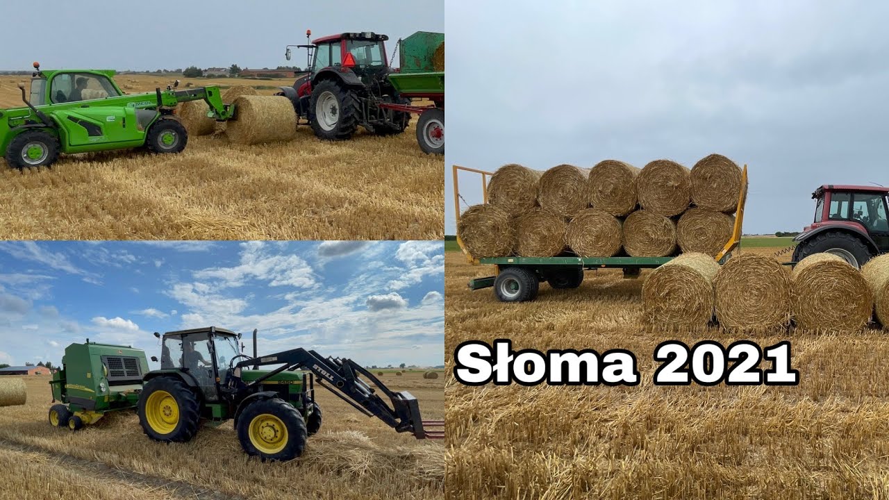 #492- Prasowanie i zwożenie słomy! Mała awaria Merlo!- 2x Valtra: 2x John Deere/ Merlo