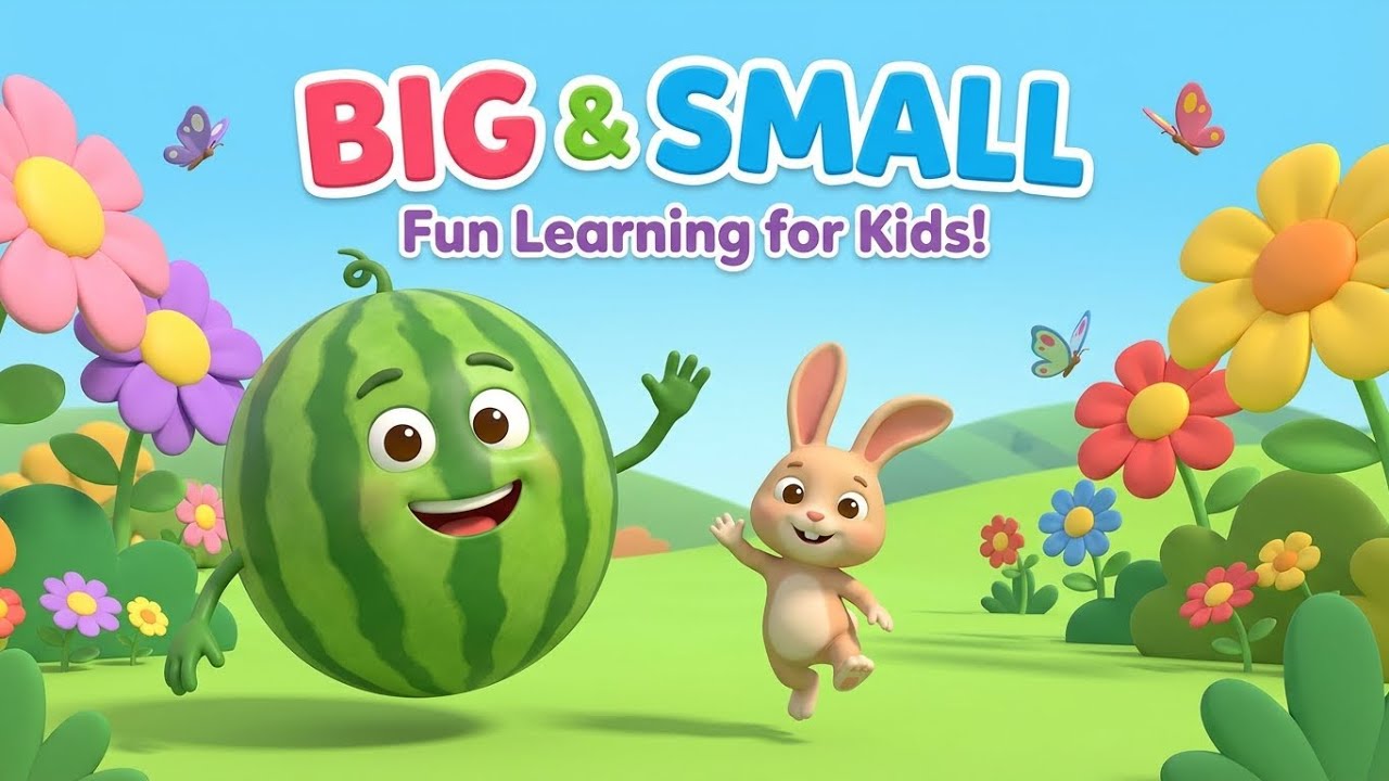 Big & Small Learning for Kids | Fun 3D Cartoon Fruits & Animals