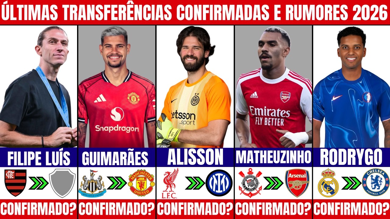 🚨 ÚLTIMAS TRANSFERÊNCIAS CONFIRMADAS E RUMORES DO MERCADO DA BOLA 2026 | FILIPE LUÍZ, ALLEGRI.......