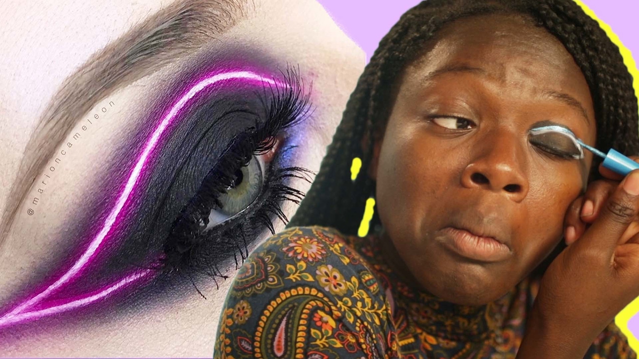 Women Try Neon Makeup