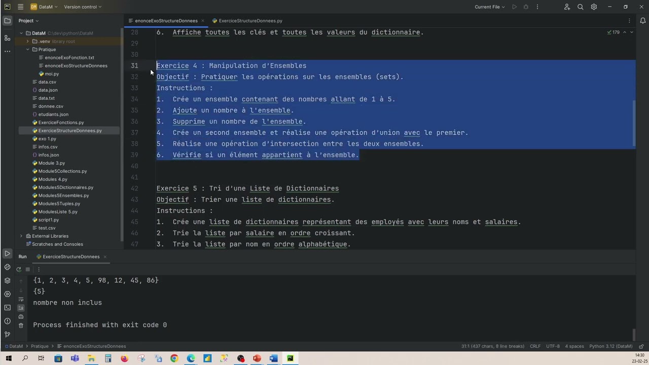 29- Manipulation des ensembles en Python  Exercices pratiques pour maîtriser les sets !