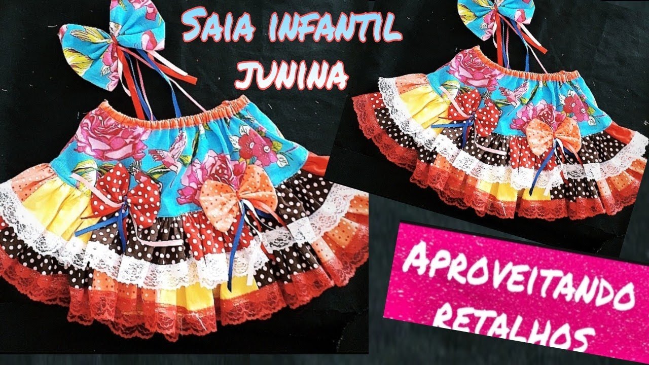 COMO FAZER SAIA INFANTIL JUNINA DE RETALHOS (MOLDE FACIL)APRENDENDO RETALHOS