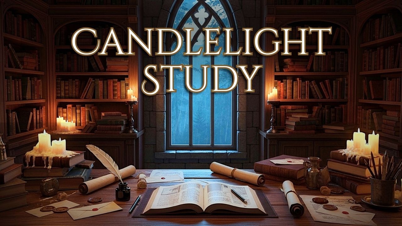 Candlelight Study | Rainy Medieval Library Ambience for Study, Focus & Sleep