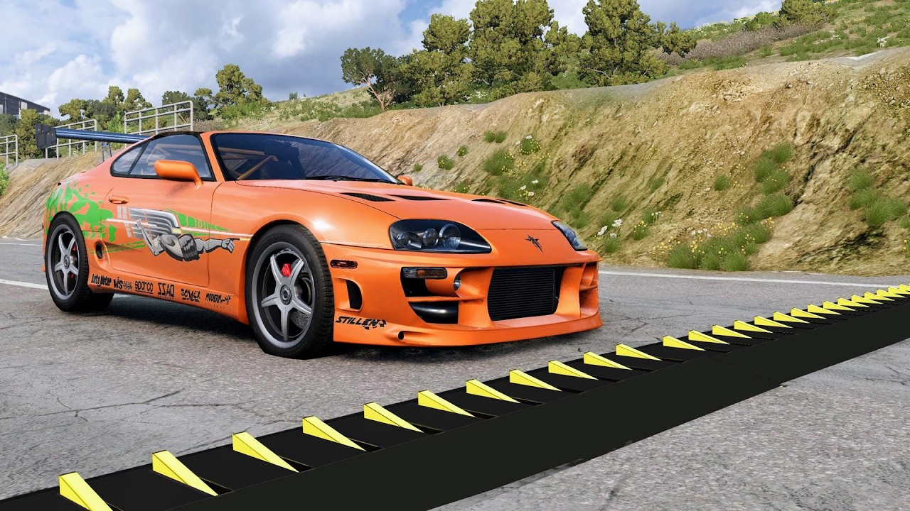 Massive Spike Strip Pileup Car Crashes #139 – BeamNG Drive | CrashBoomPunk