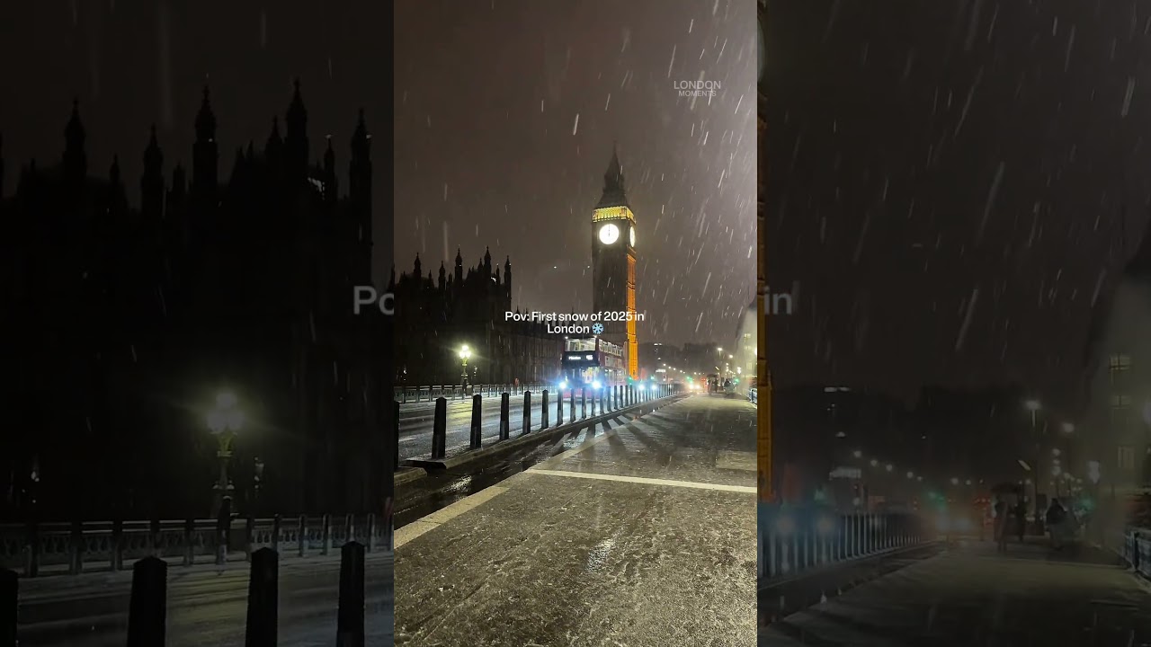 First snow of 2025 in London ❄️❤️#londonmoments #london #snow #snowfall #snowinlondon