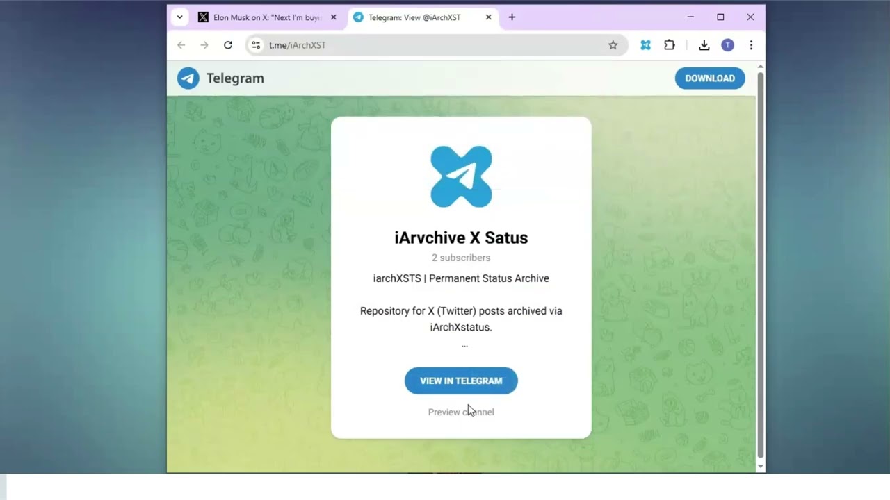 iArchiveX Demo: Archive X Posts to Telegram (No X Account Needed)