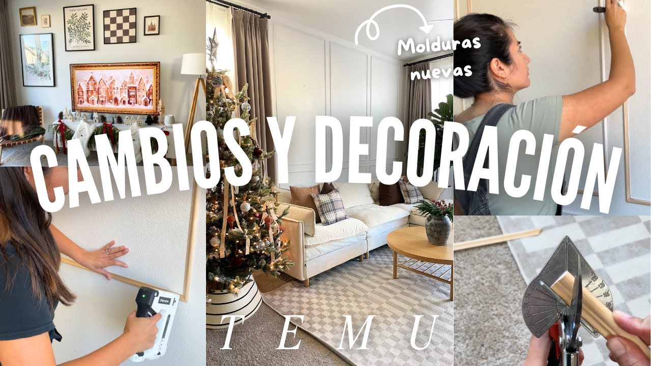 CAMBIOS EN MI SALA CON MOLDURAS ELEGANTES 🤎✨TEMU
