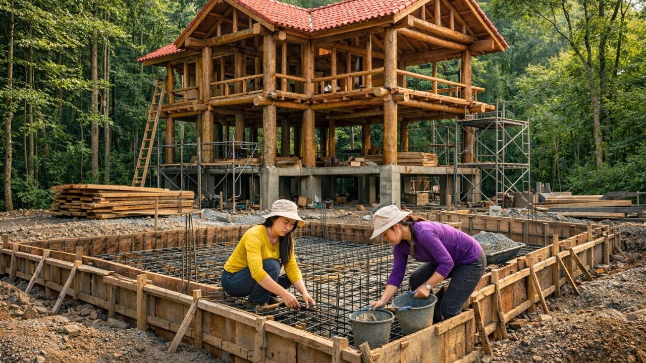 Building the Second Floor Deck and Pouring the Concrete Floor All by Myself