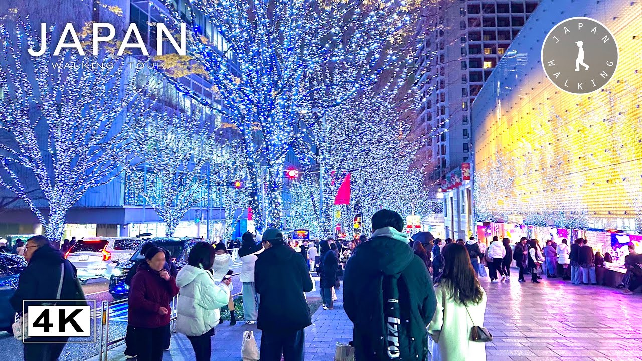 Christmas Night Illumination in Tokyo Roppongi | Japan Walking Tour【4K | 60fps】