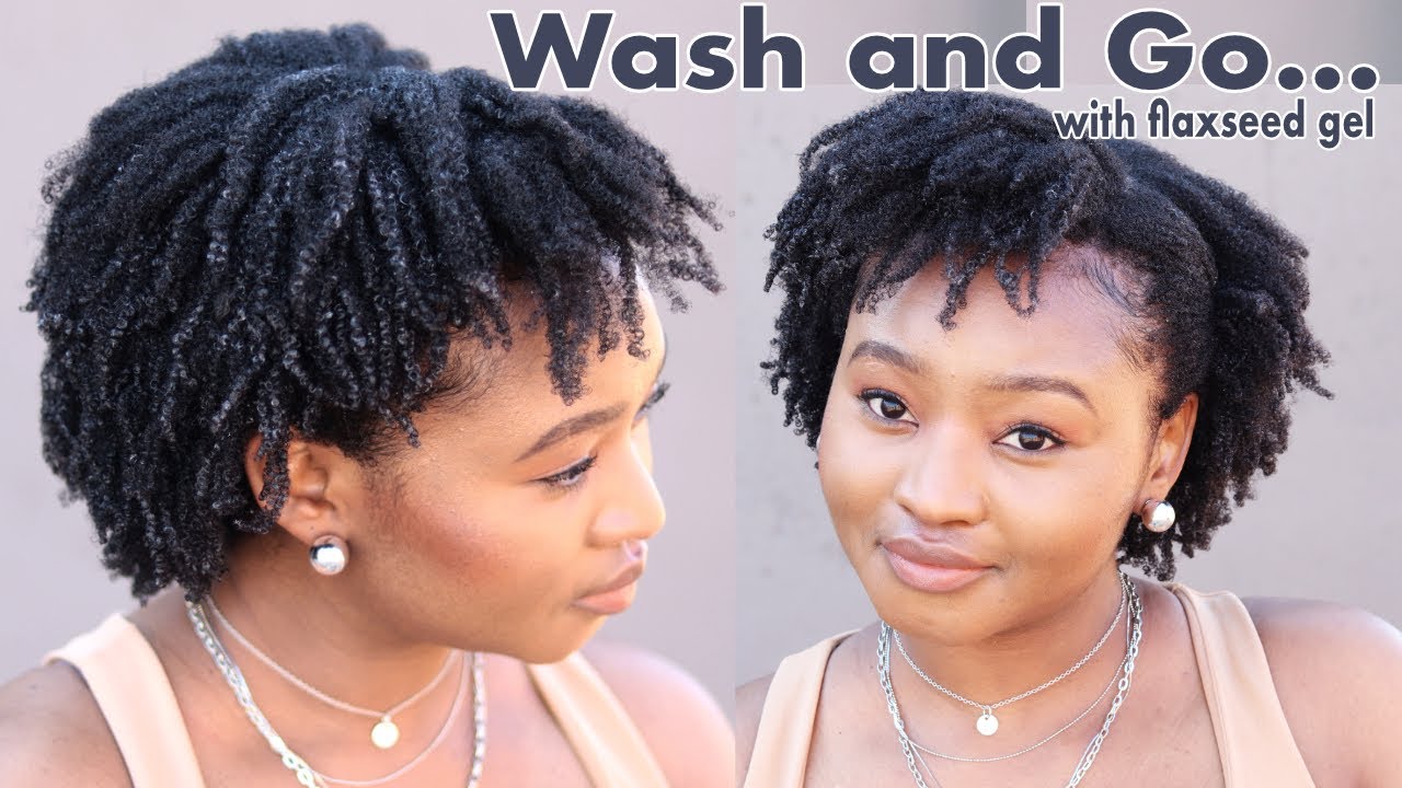 WASH AND GO ON 4C HAIR USING HOMEMADE FLAXSEED GEL | DIY | Tsholo Phoka