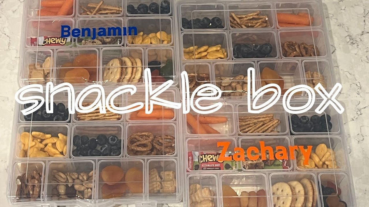 Mom Hack!  Kid snack box for road trips. #snacksforkids