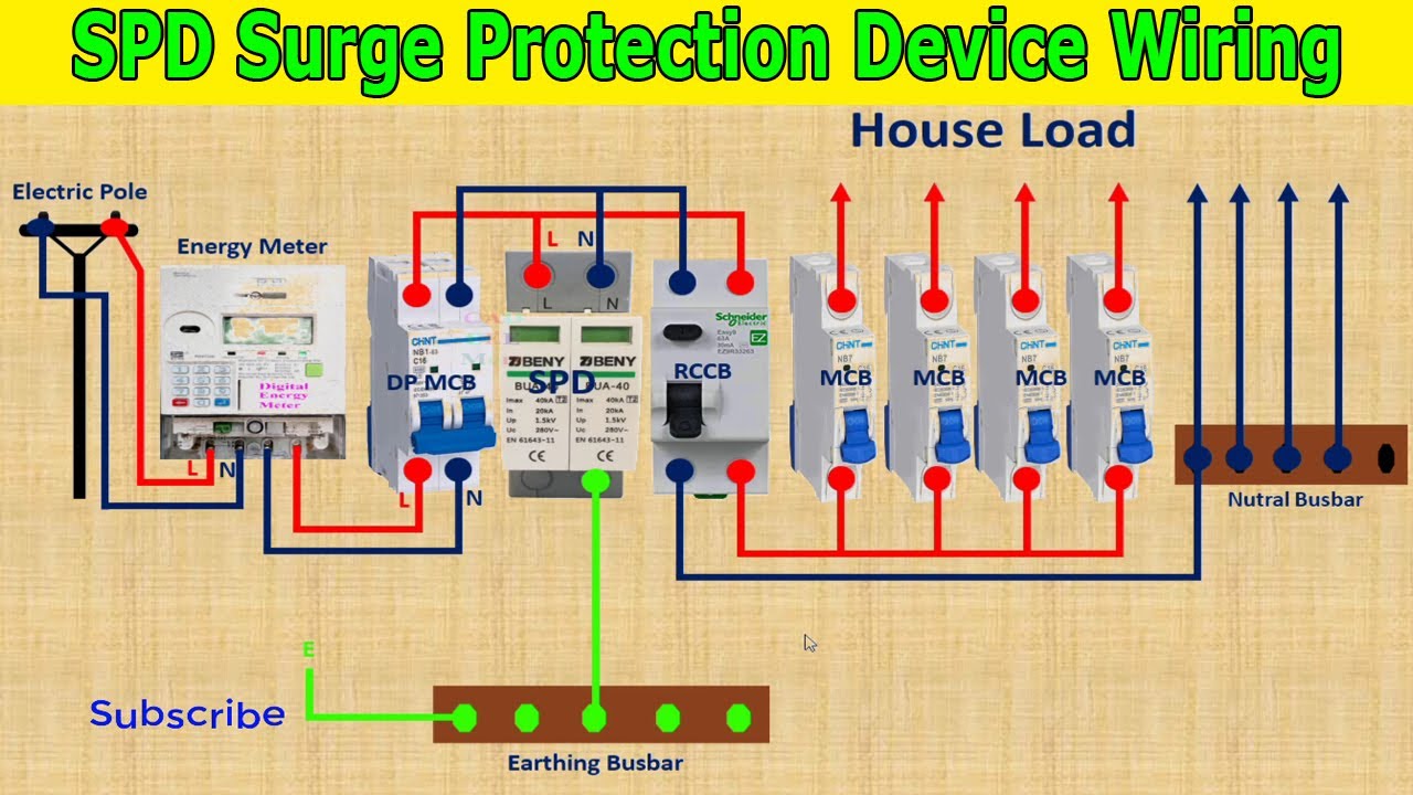 Single Phase SPD Connection Diagram | How To Install Surge Protection Device | SPD Switch Wiring