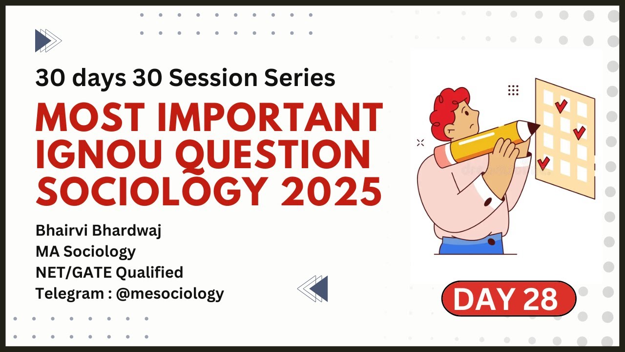IGNOU Sociology Questions for CUET PG/NET/GATE | 30 days 30 Session Series | English/Hindi | Part 28