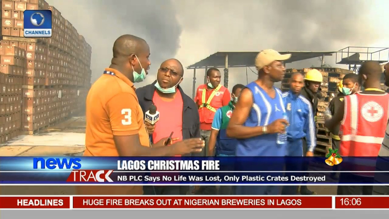 Lagos Christmas Fire: Blaze Engulfs Factory Section Of Nigerian Breweries Headquaters