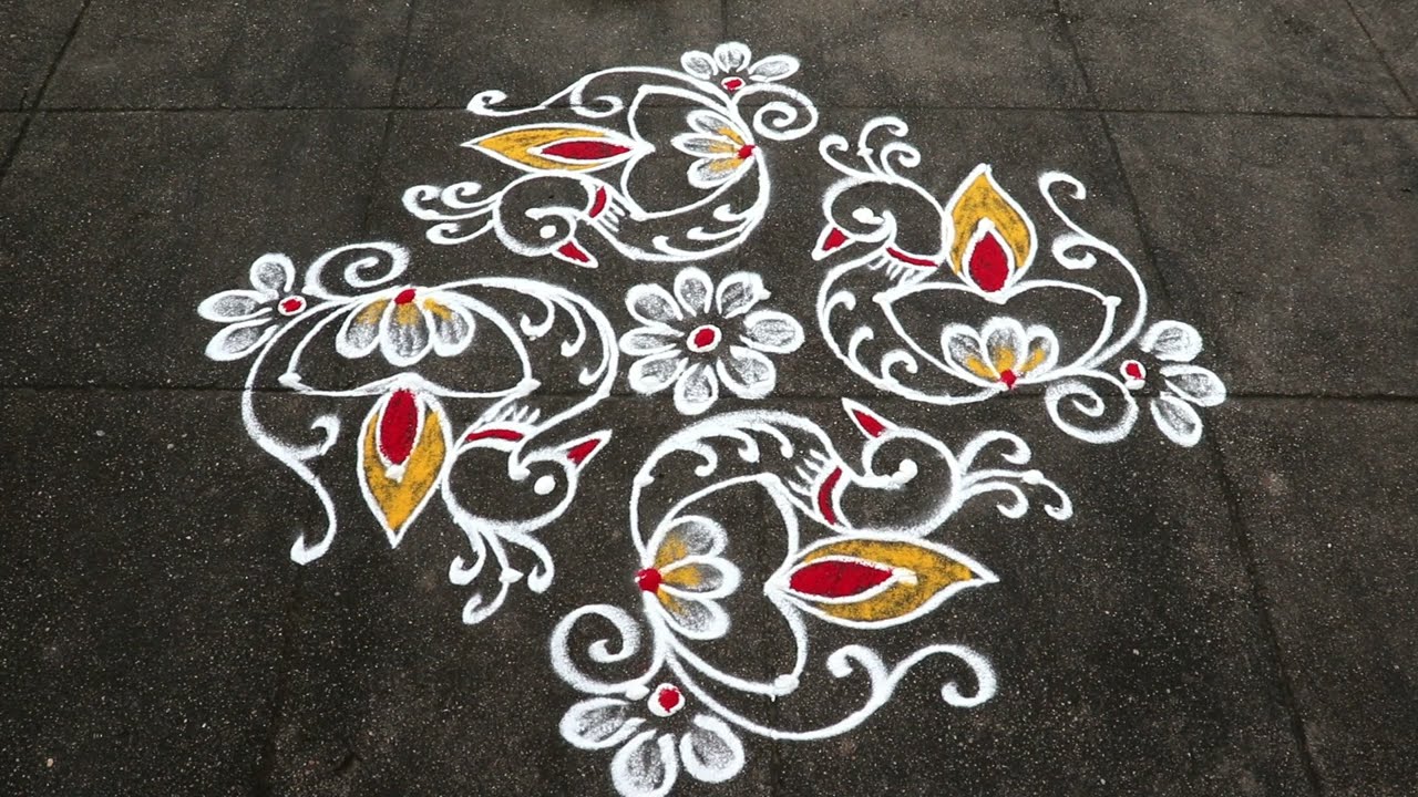 Diwali Special Deepam Rangoli| 8x2 Dots Small Diwali Muggulu|Deepavali KolamDesign With Side Borders