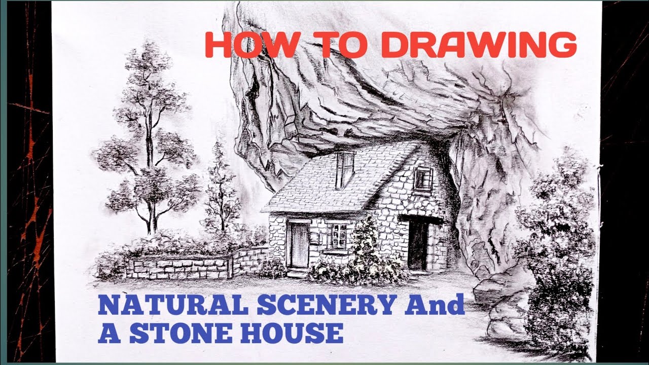 How to Draw Landscape Scenery with a Stone House | Easy Pencil Drawing Tutorial📝