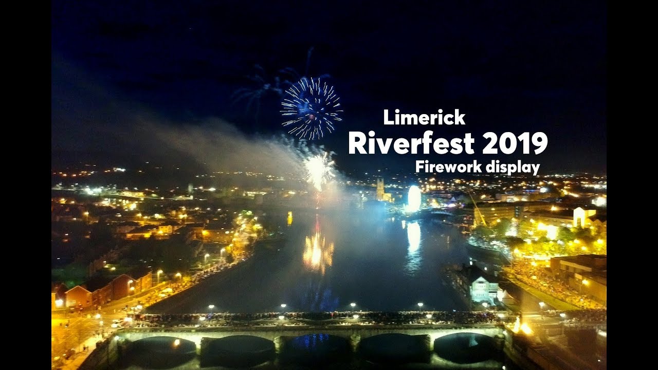 Firework Display from drone - Limerick Riverfest 2019 2/2
