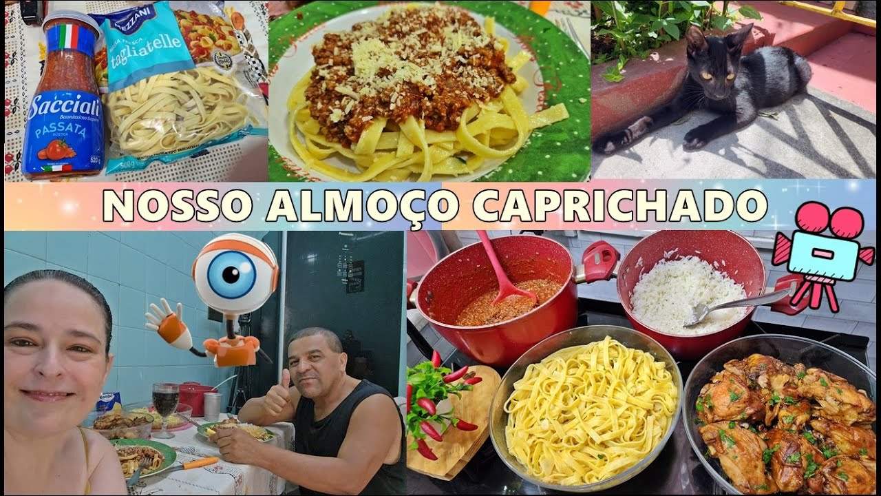 DIA ENSOLARADO - FIZ UM ALMOÇO MARAVILHOSO - MACARRÃO TAGLIATELLE E SOBRECOXA ASSADA