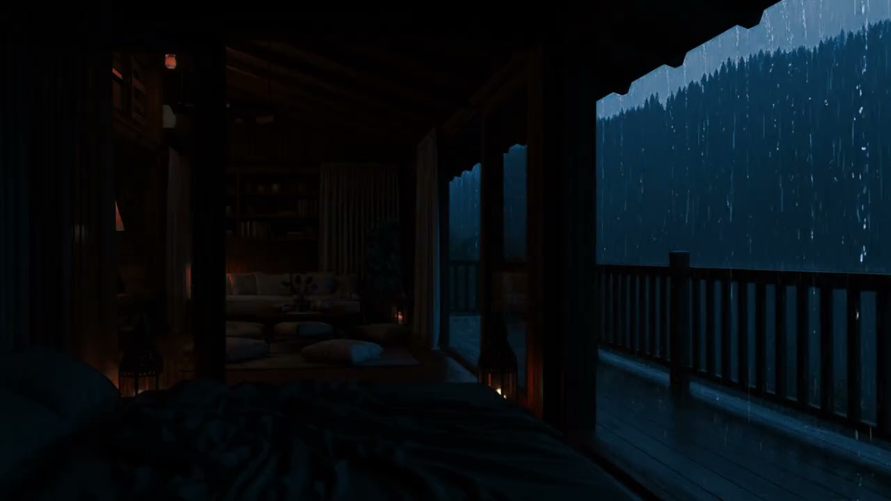 🌧 Rainy Mountain Cabin Retreat 🌧 | Cozy Interior, Dark Night Rain & Deep Sleep Ambience