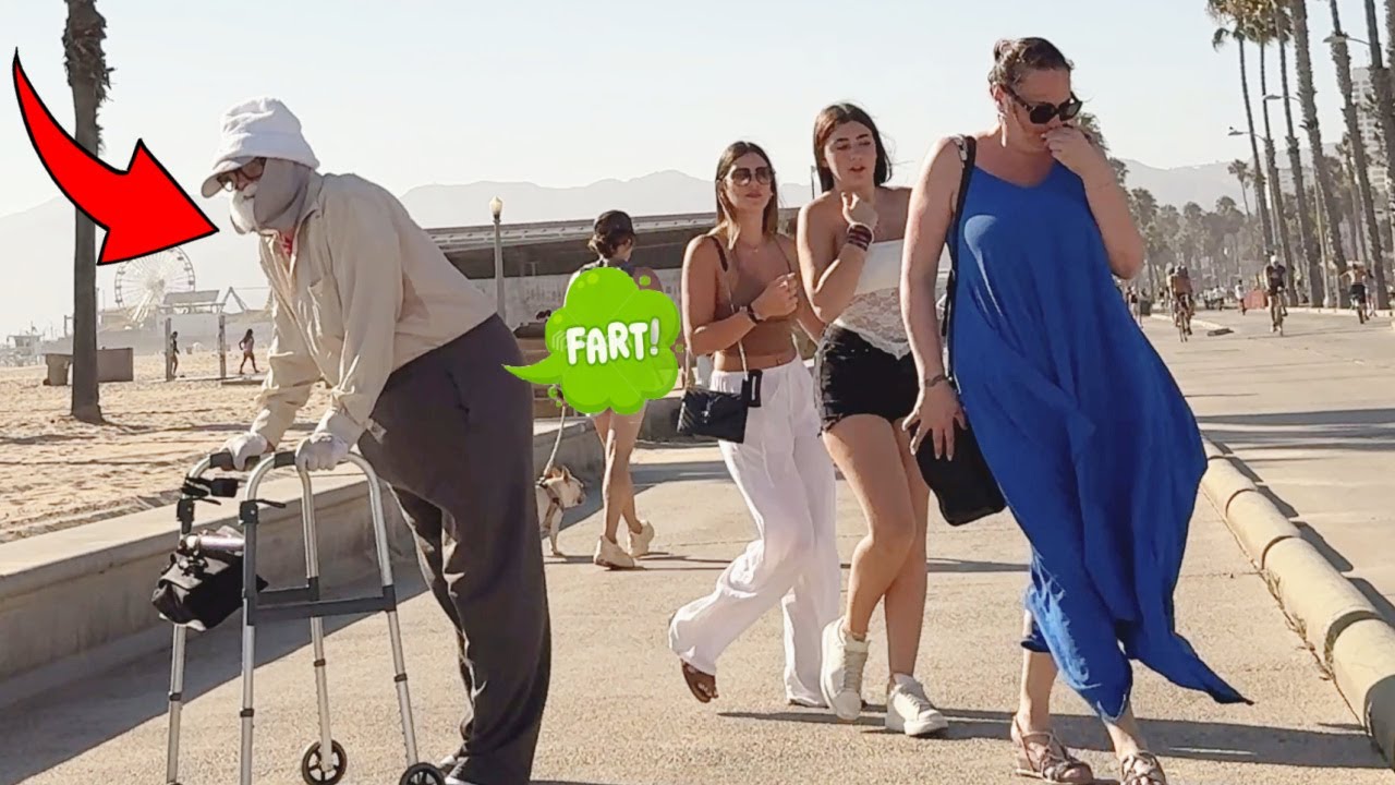 Bad Grandpa Farts On Girls At The Beach!!