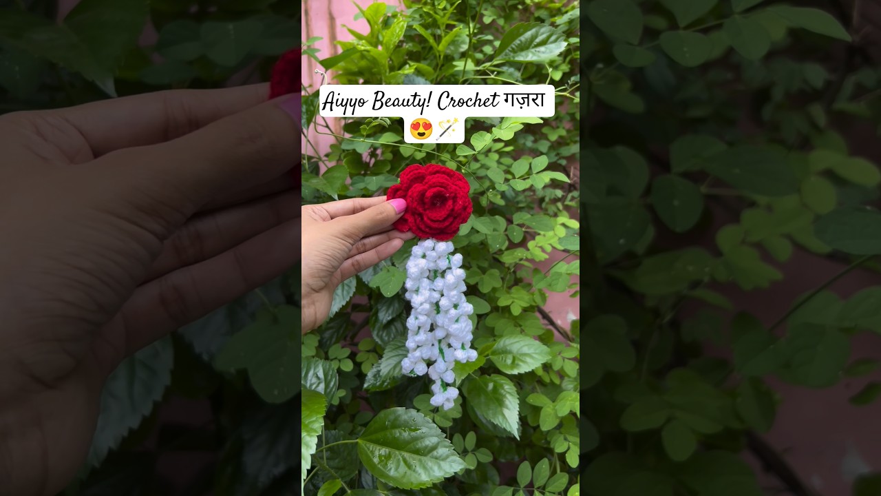 🌹 Crochet Gajra &ndash; South Indian vibe with a handmade twist! 💫 #diy #art #theroshni #crochet #reels