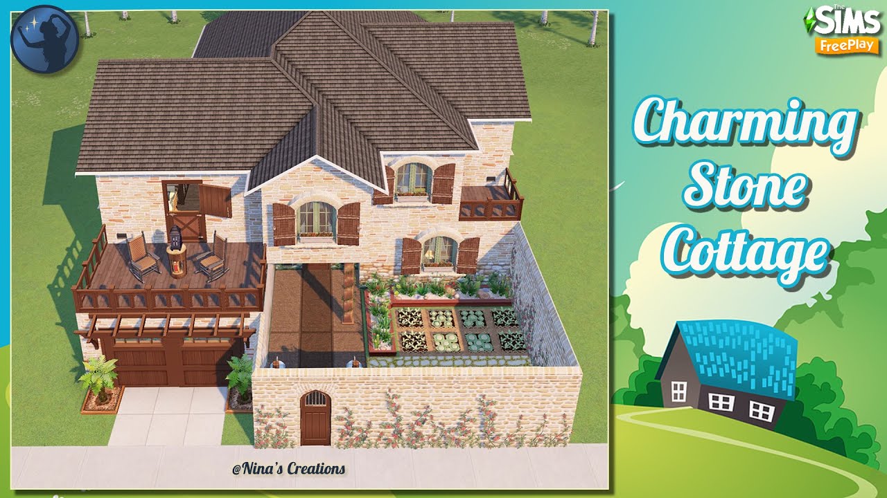 Sims Freeplay - Charming Stone cottage | Stop Motion Tiny build | Cozy Interior+Floor plans | ASMR