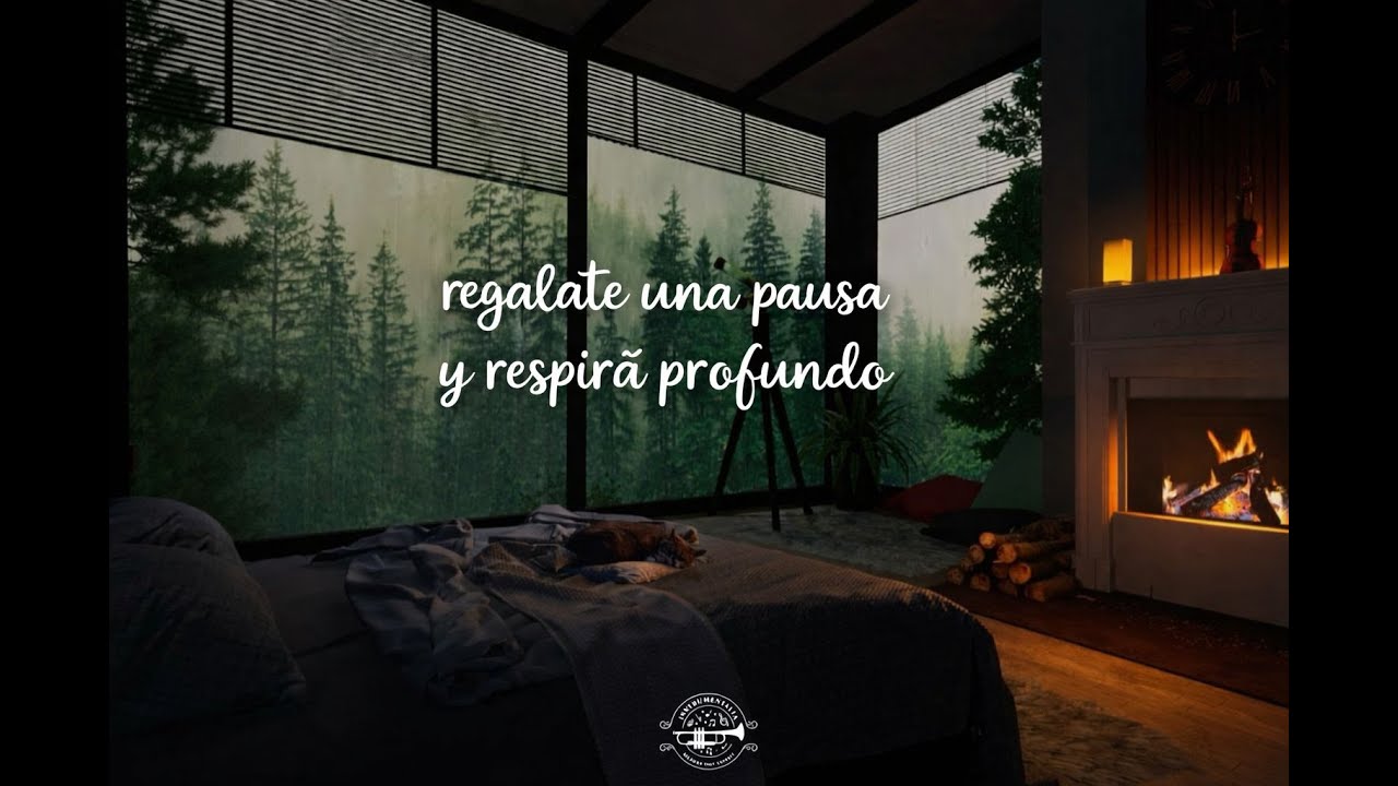 Calma profunda 🍃 con lluvia en el bosque 🌧️🌲 y fuego suave que acompaña el descanso 🔥🎧
