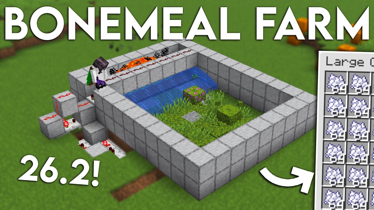 NEW UPDATED Minecraft Java 26.2 Bonemeal Farm Tutorial | 750+ Bonemeal Per Hour