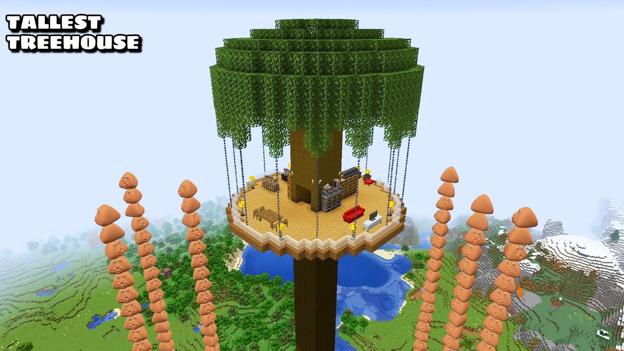 SURVIVAL TALLEST TREE HOUSE VS 100 BOU'S REVENGE in Minecraft - Gameplay - Coffin Meme