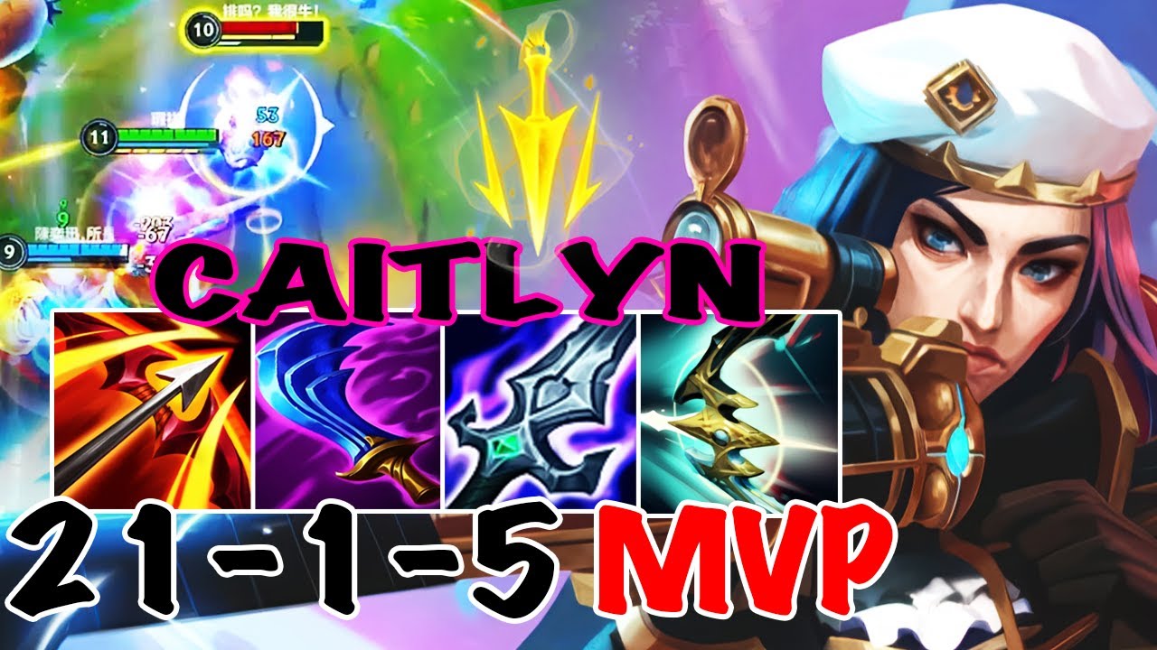 WILD RIFT CAITLYN ADC GAMEPLAY | 21 -1 -5 MVP | CAITLYN BUILD RUNES