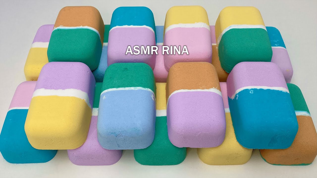 ASMR baking soda crunchy colored pills crumble