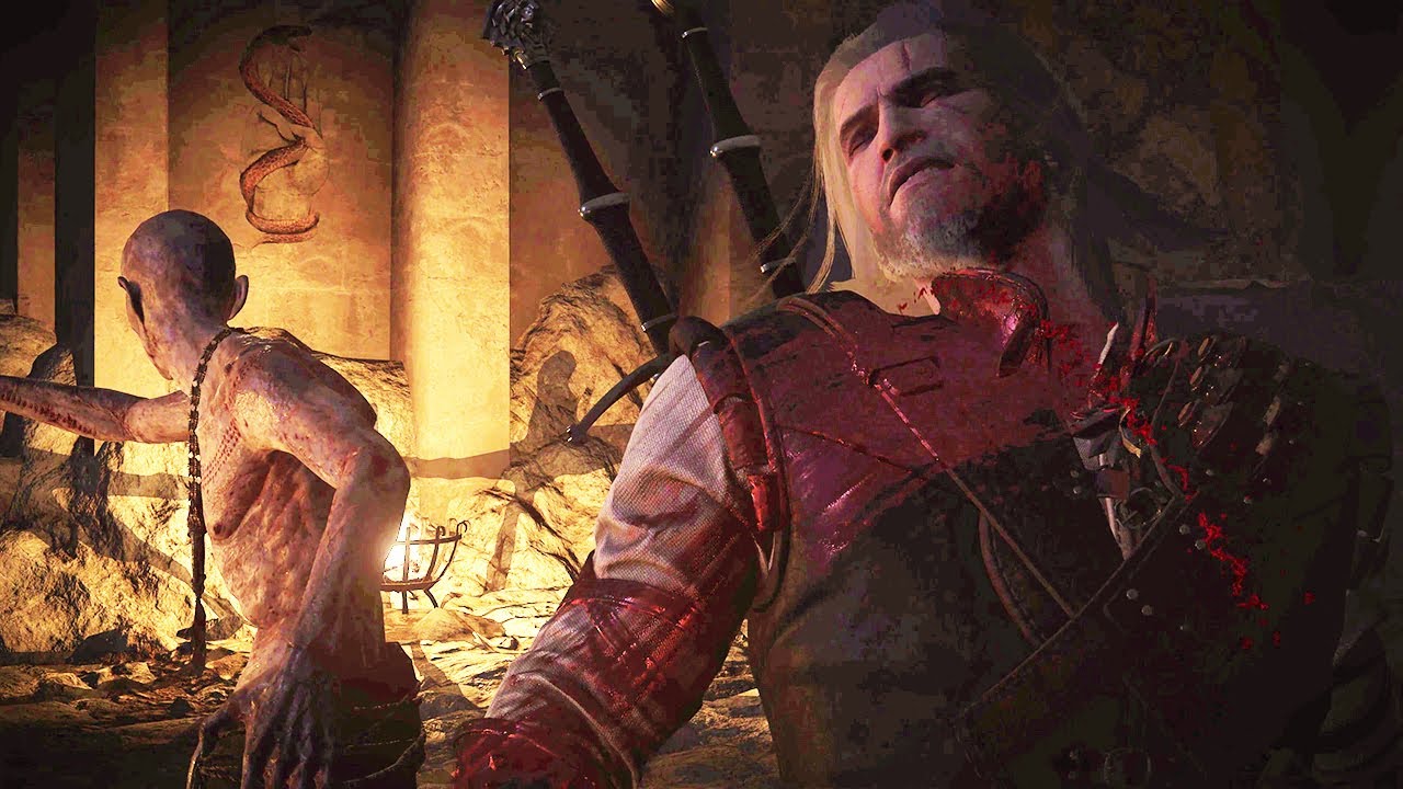 The Witcher 3 - Unseen Elder kills Geralt [4K]