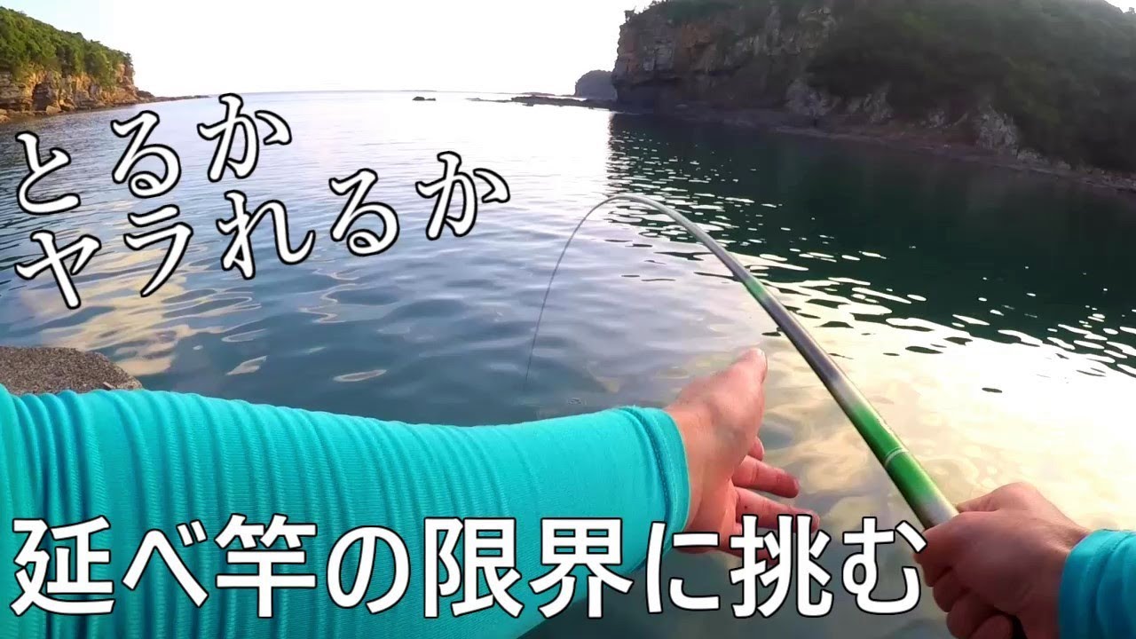 堤防釣り　延べ竿の限界に挑む　怪魚用のじゃなくて普通のヤツね