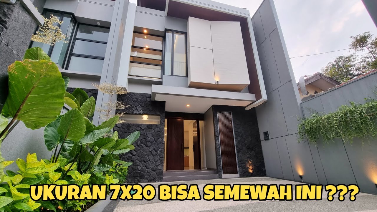 Inspirasi Rumah Mewah Ukuran 7x20 Model Minimalis Modern Tropis di Manyar Surabaya