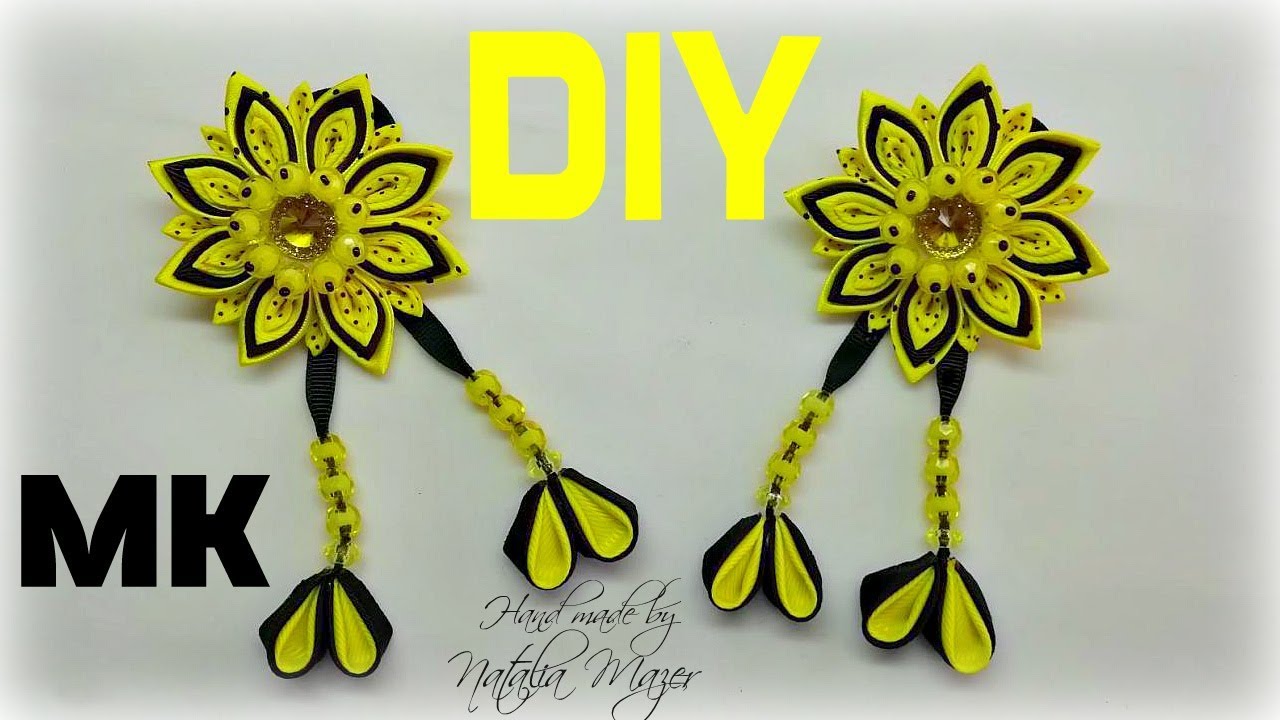 МК КАНЗАШИ Многослойный цветок  Multilayer kanzashi flower tutorial / DIY Ribbon Flowers