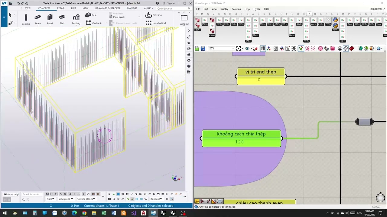 #7 Rebar for wall Tekla , rebar even &odd   use Grasshopper.