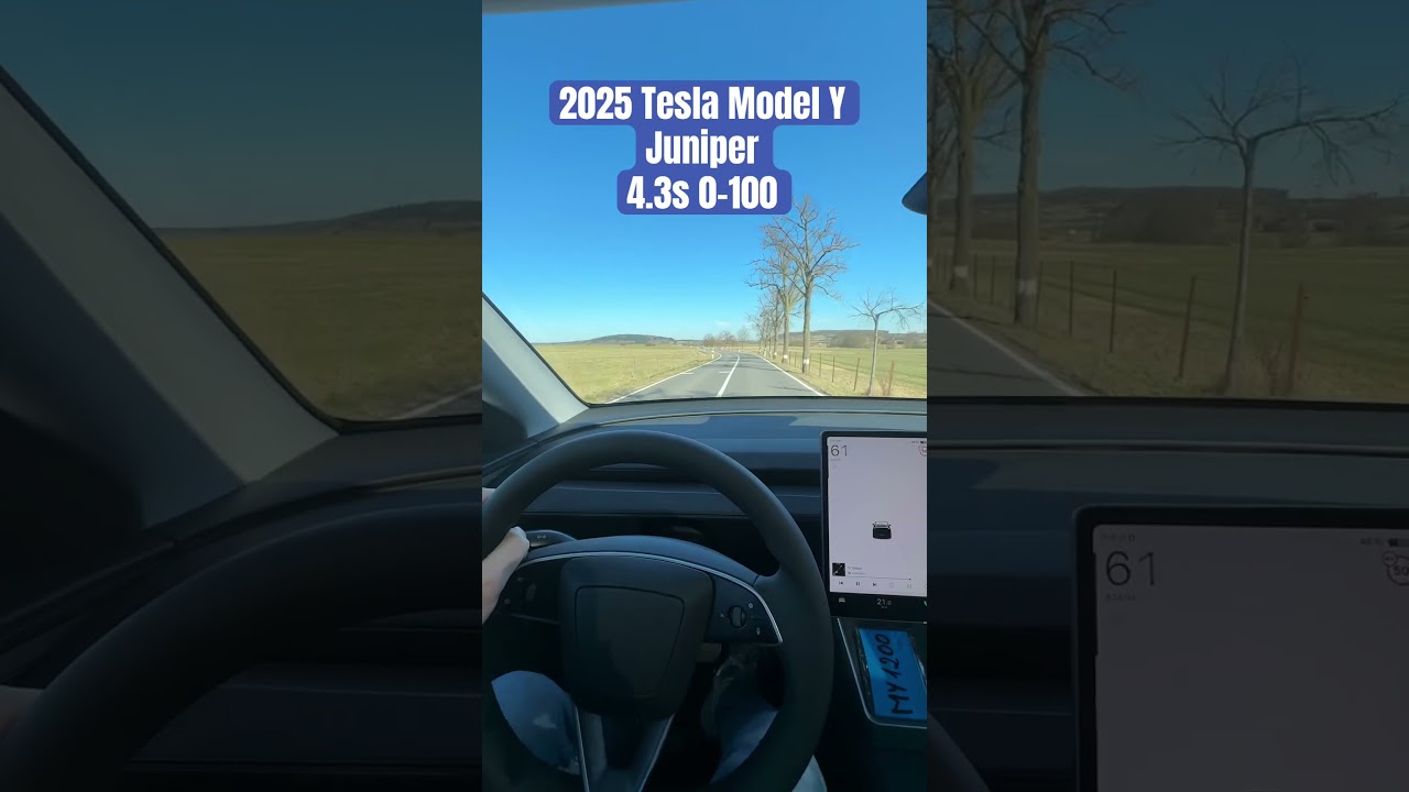 New Juniper Tesla Model Y acceleration Long Range all-wheel drive launch edition #cars #teslajuniper