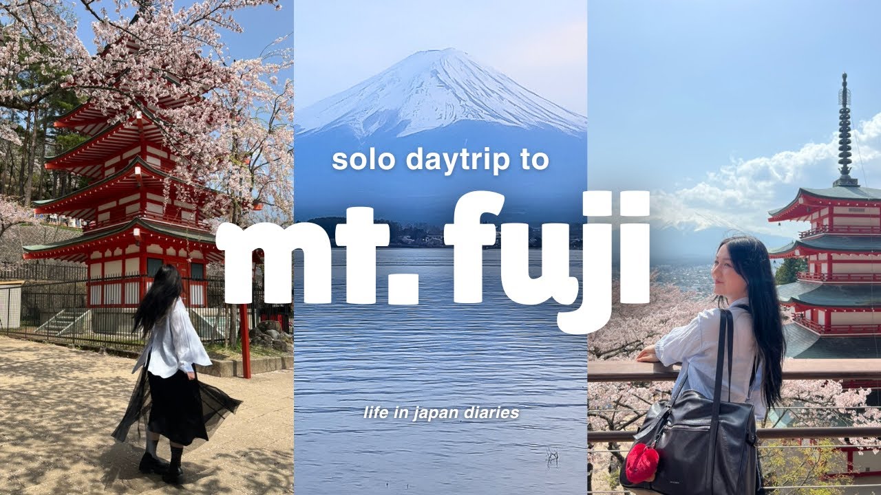 solo daytrip from a girly living in japan 🗻 visiting mt fuji during sakura season 🌸