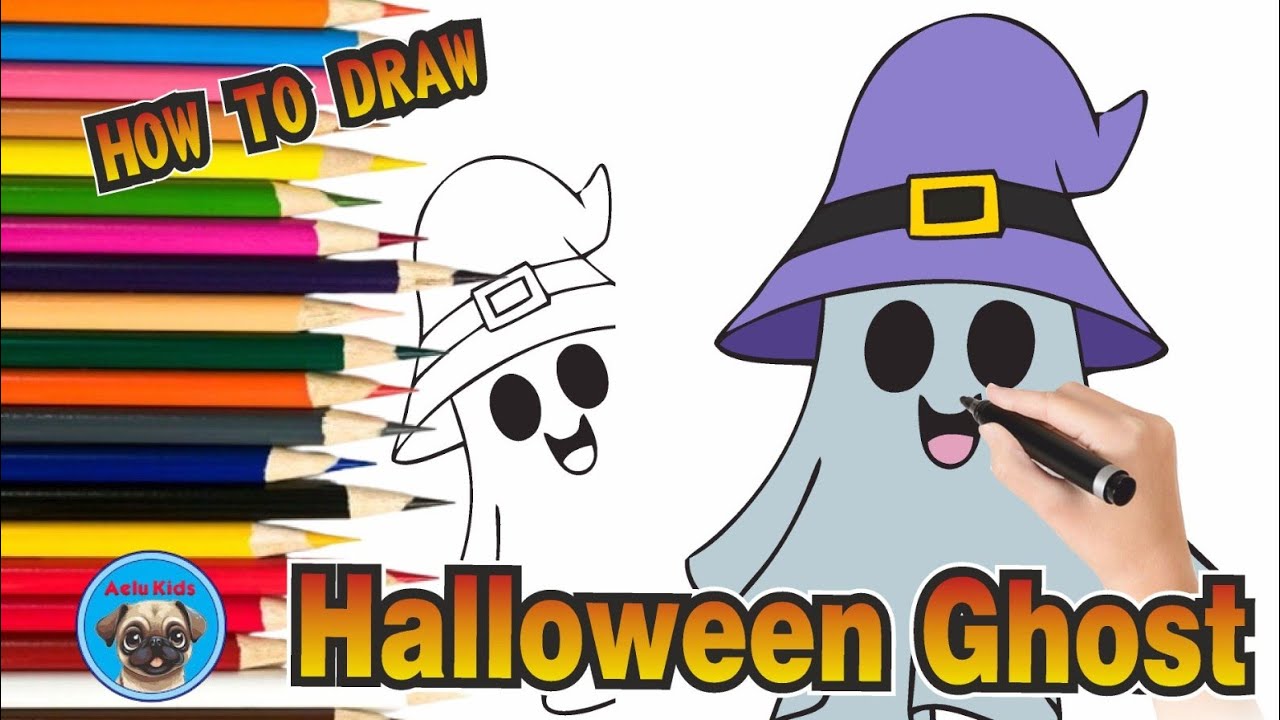 How to Draw Halloween Ghost for Kids 👻 | Easy Step by Step Drawing – Aelu Kids