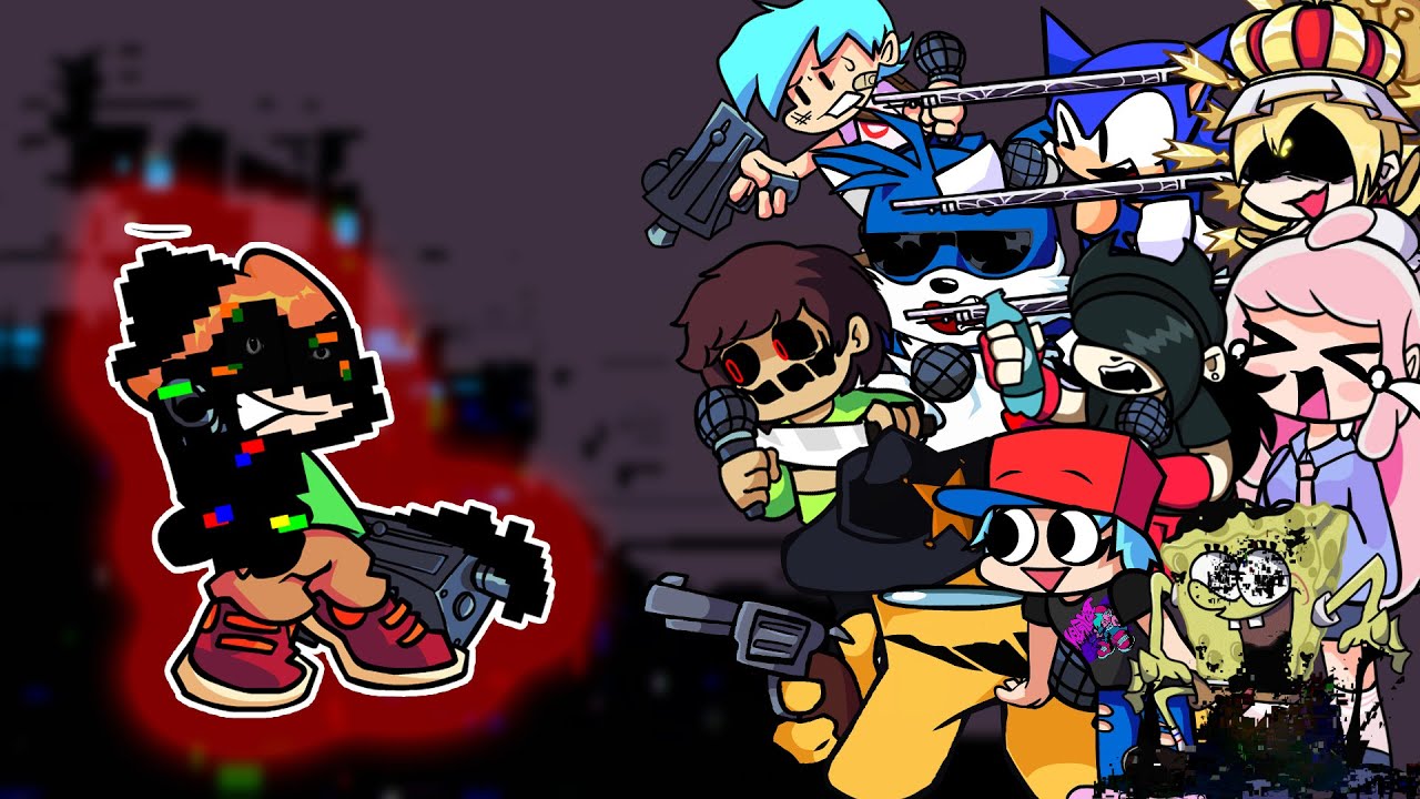 FNF Gunshot(VS Corrupted BF) But Different Characters Sing It🎵 Everyone(Come Learn With Pibby)