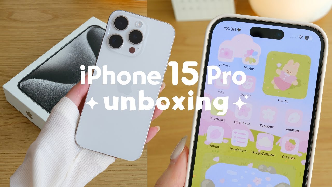 iPhone 15 pro unboxing & aesthetic home screen set up