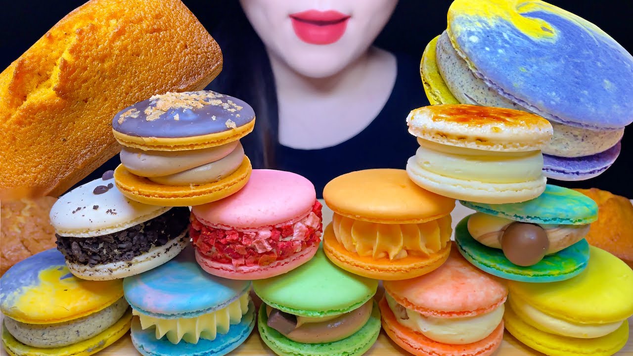 ASMR MACARON PARTY*COLORFUL FATCARON,FINANCIER EATING SOUNDS MUKBANG, 알록달록 마카롱 파티*뚱카롱,꾸덕꾸덕 휘낭시에 먹방🎉💖