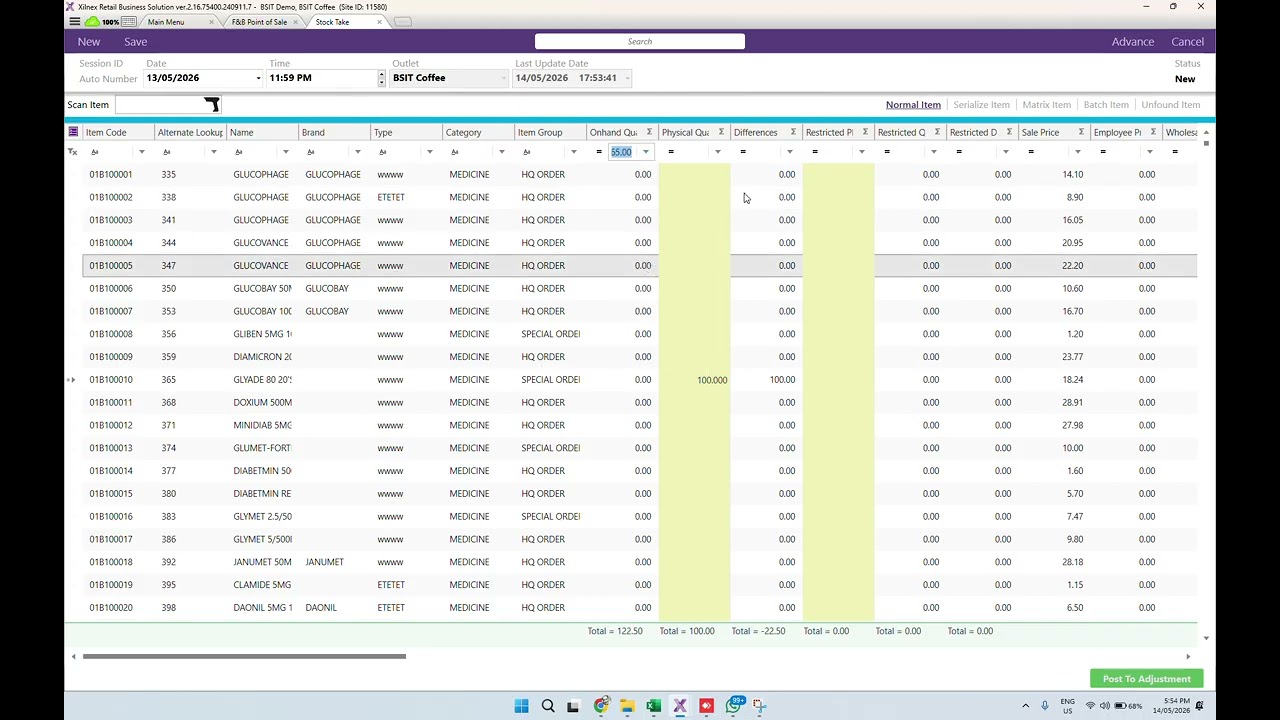 Xilnex - How to do Stock Take