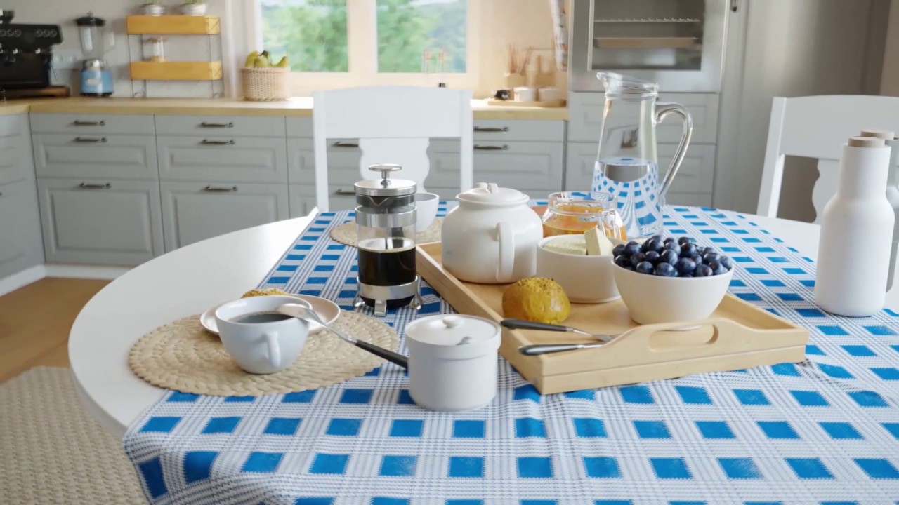 Morning Mood Kitchen archviz animation created with 3DBee assets
